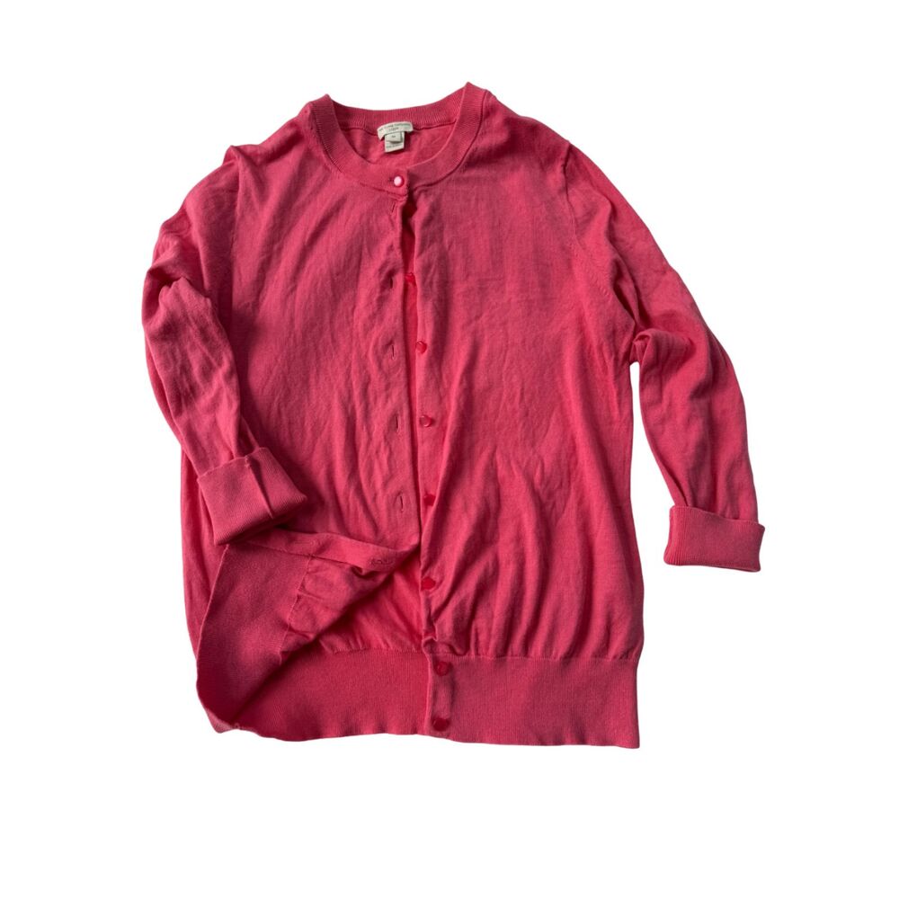 J.Crew Pink Minimalist Clare Cardigan 100% Cotton - M